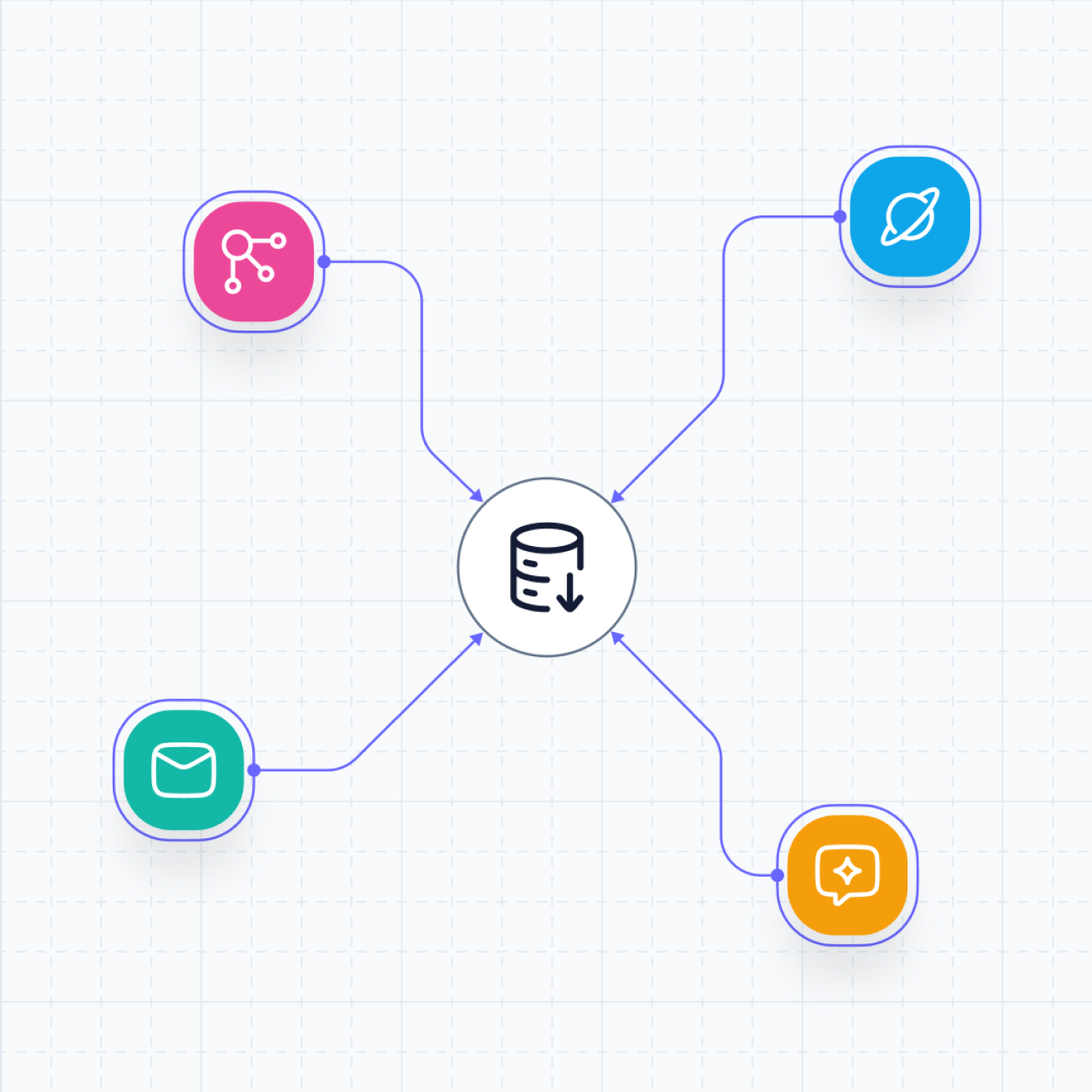 Illustration of fragmented tools and disconnected workflows
