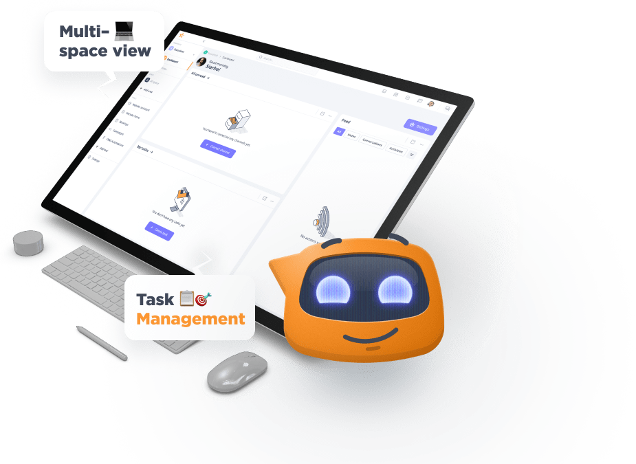 A tab having multi space view also has a chat bot