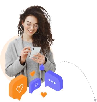 Happy young lady using CRM in mobile